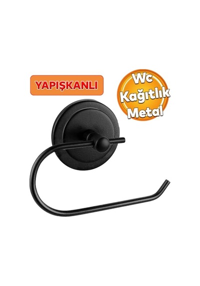 Yapışkanlı Açık Tuvalet Kağıtlığı Wc Kağıtlık Tutucu Siyah Ks-001 Çok Renkli