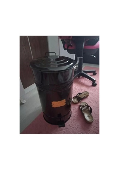 Evistro Pedallı Metal Galvaniz Mutfak Banyo Kapaklı Çöp Kovası 30 Lt Siyah Siyah Tek Ebat 29 X 36 Diğer