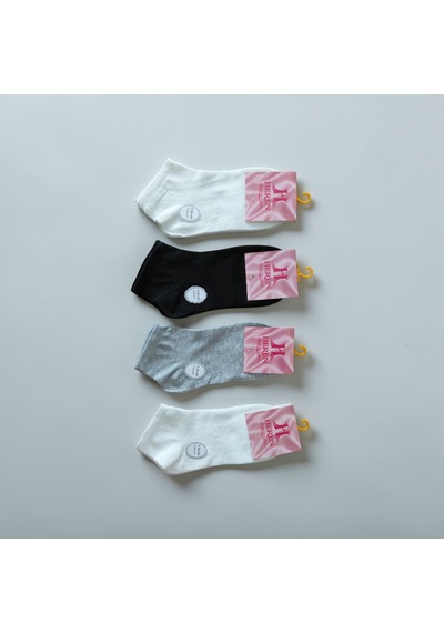 Heren Socks Heren Desensiz 4'lü Dikişsiz Kadın Patik Beyaz-beyaz-gri-siyah