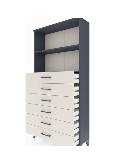 Arges Dolap 2 Raflı 6 Çekmeceli 88x30x182 Antrasit-aytaşı Antrasit