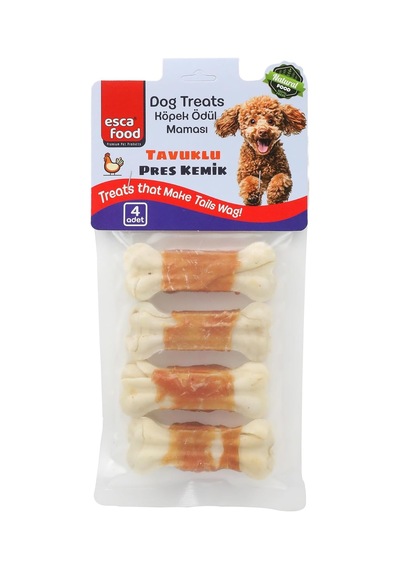 Tavuklu Pres Kemik 7 Santimetre 4'lü 100 Gram Köpek Ödül Maması