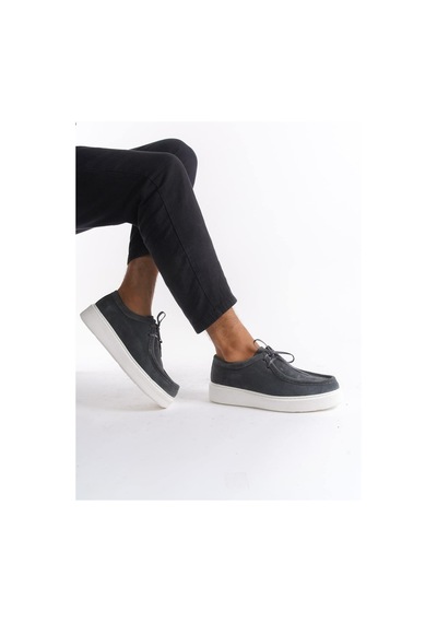 Mubiano Hakiki Deri Mbsr3535-gr Erkek Bağcık Detay Süet Günlük Gri Ayakkabı & Loafer Gri