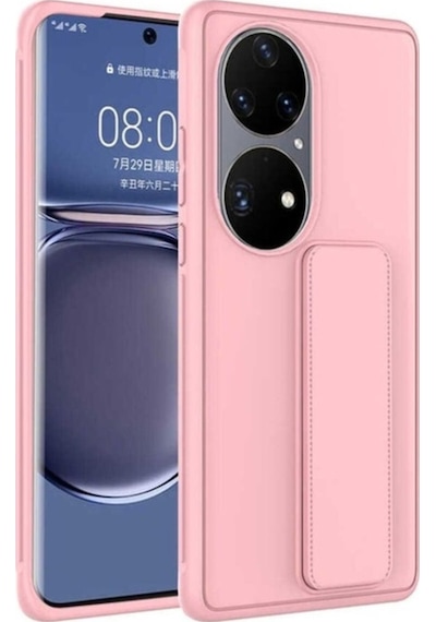Huawei P50 Pro Kılıf Zore Qstand Kapak Pembe