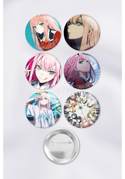 Darling İn The Franxx Çanta Süsü Rozet İğneli Buton Rozet Seti 6 Adet Çok Renkli