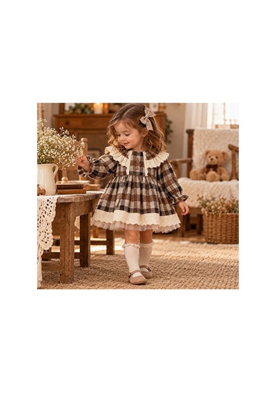 Ministok Liry Fisto Detaylı Kız Bebek Elbise Kahverengi