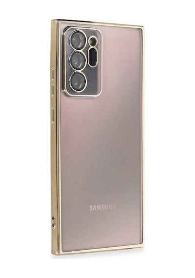 Samsung Galaxy Note 20 Ultra Uyumlu Kılıf Lensli Silikon - Gold