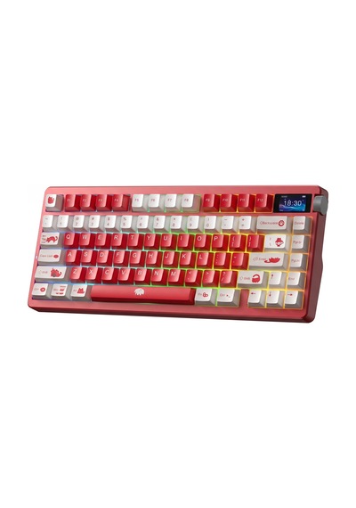 Aula Nova75 Mekanik Rgb Klavye Tkl Meteor Ice Cream Switch Tri Mode Kablosuz Makrolu Hot Swap Gaming Oyuncu Klavyesi Kırmızı
