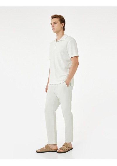Koton Cep Detaylı Pamuklu Gabardin Beli Bağcıklı Pantolon Taş 5sam40179hw Taş