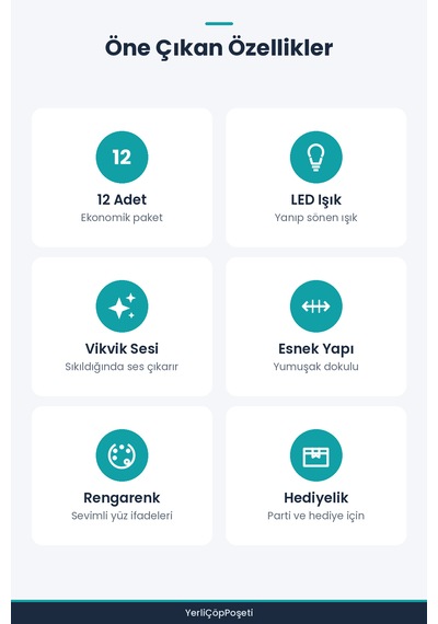 Vikvik Işıklı Top 12'li Paket - Renkli - Sesli