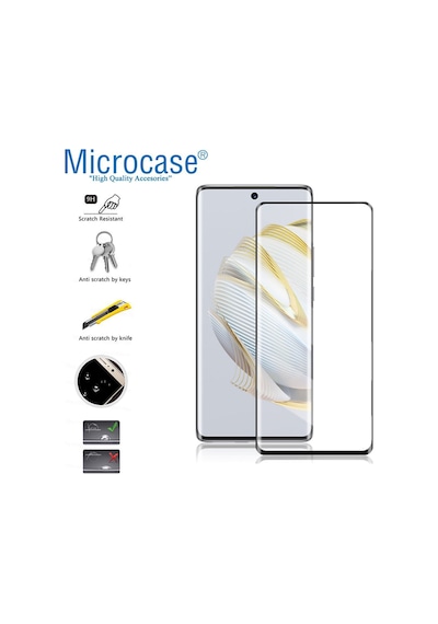 Microcase Huawei Nova 10 3D Curved Tam Kaplayan Kavisli Cam-Siyah