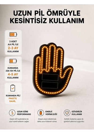 Pilli Led Işık Araç Camı İçin Uzaktan Kumandalı El Simgesi Diğer 42802254