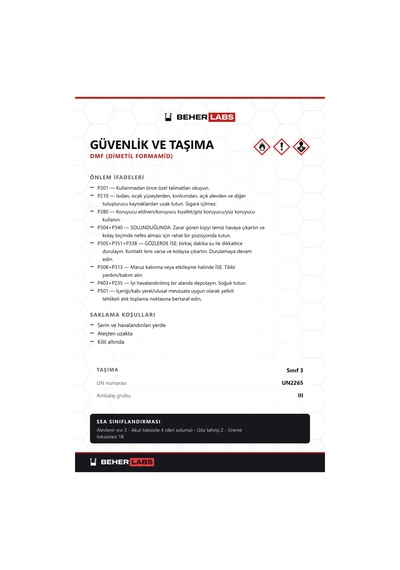 Beherlabs Dmf Dimetil Formamid 5 L