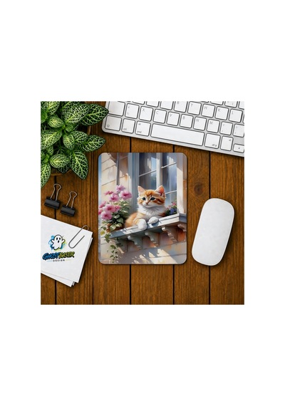 Camdaki Kedi Baskılı Oyuncu Mousepad 047