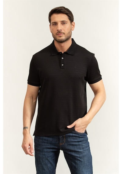 Calvin Klein Ss Tonal Stripe Polo Erkek Polo Yaka T-shirt Siyah-16160