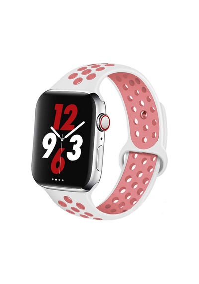 Forzacase Apple Uyumlu  Watch Ultra 49mm İçin Delikli Sportif Silikon Kordon Kayış - Fc009 Beyaz-pembe