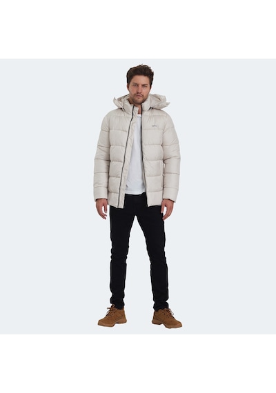 Slazenger GANEA IN Erkek Kapüşonlu Şişme Bej Mont & Kaban