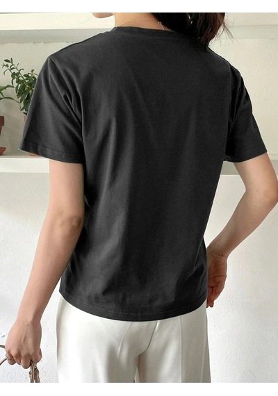 Startmore Kadın Beyaz Sunshine Baskılı Oversize Tişört Siyah
