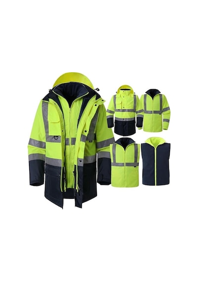 Reflektörlü Oxford Çift Renk 300d Oxford 5+1 Parka Sarı
