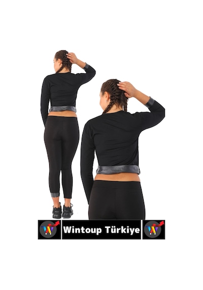 Wintoup Gündelik Spor Kullanım Terleme Hızlandıran Rahat Termal Sauna Uzun Kol Takım Siyah