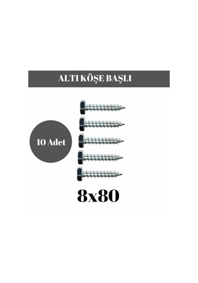 Trifon Vida 8x80 Mm Altı Köşe Anahtar Başlı Vida 10'lu Paket 8 x 80 MM
