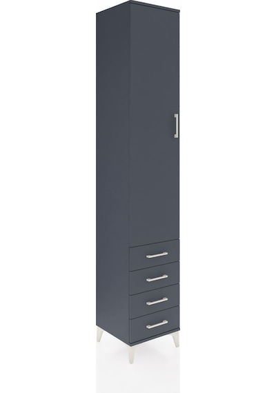 Hyperion Dolap 3 Raflı 4 Çekmeceli Tek Askılı 44x44x243 Antra... Antrasit