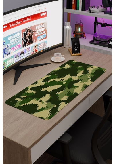 Kamuflaj Kaymaz Dikişli Kauçuk Oyuncu Mousepad V1 - 70x30 Xl Gaming Mouse Pad Fare Altlığı