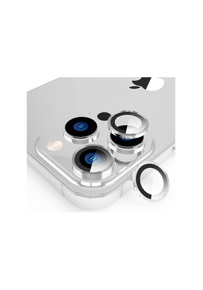Nettech Apple Uyumlu iPhone 15 Pro Alüminyum Seri Kamera Cam Koruyucu - Gümüş