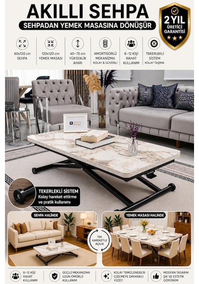 Home Üst Tabla Mdf Beyaz Mermer Oval Köşe Alt Ayak Siyah