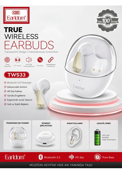 Earldom Tws33 Bt 5.3 Kablosuz Airpods Kulaklık
