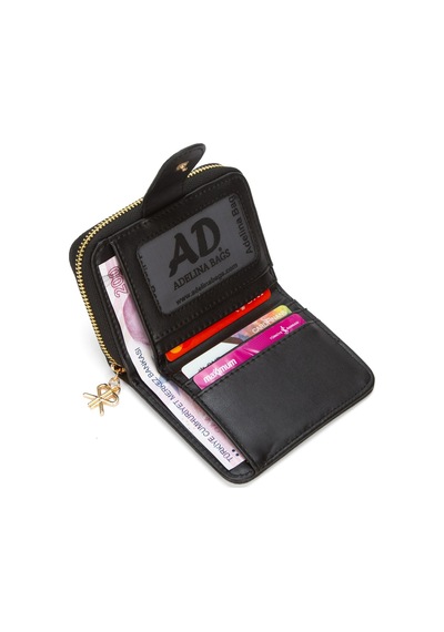 Adelina Bags Kadın Yumuşak Dokulu Küçük Cüzdan Siyah