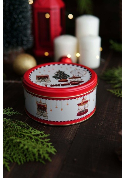 Winter Sphere Desenli 2'li Metal Saklama Kabı Seti, 1,9 Lt + 1,1 Lt