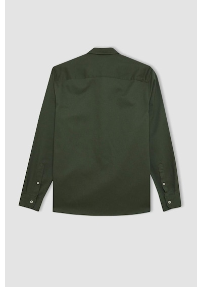 DeFacto %100 Pamuk Regular Fit Düğmeli Basic Düz Gabardin Uzun Kollu Gömlek A5383AX24AUGN900