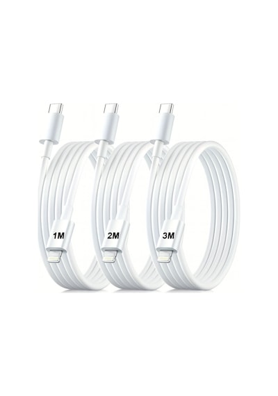 Schitec 3 Paket 6a 100w Type-c To Lightning Hızlı Data Ve Şarj Kablosu 1 Metre/ 2 Metre / 3 Metre Beyaz Sx112131 - Schitecsx1121313p