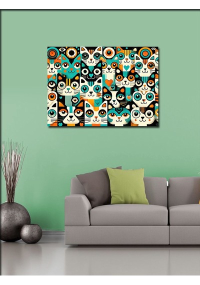Kanvas Tablo Kedili Göz Motifi 100cmx140cm