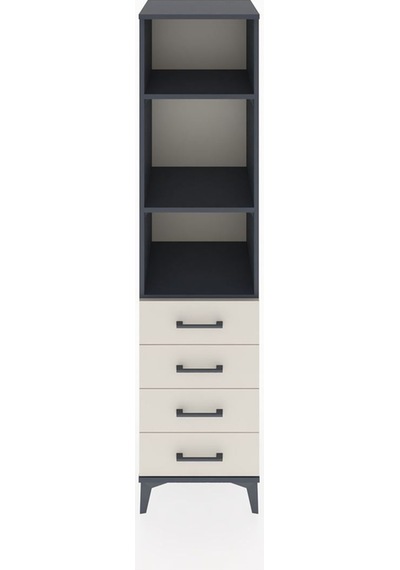 Hyperion Dolap 3 Raflı 4 Çekmeceli 44x44x182 Antrasit-aytaşı Antrasit