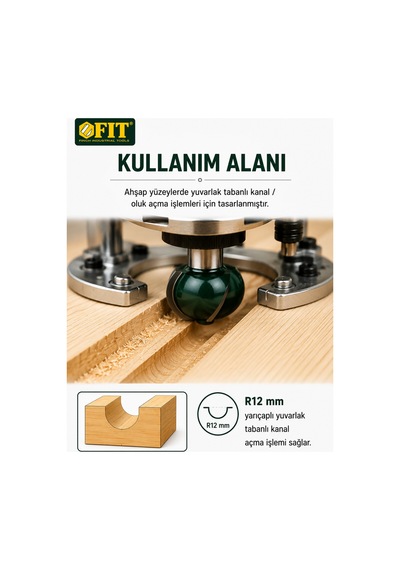 Ahşap Kanal Açma Freze Ucu 24 Mm R12 - 8 Mm Şaft