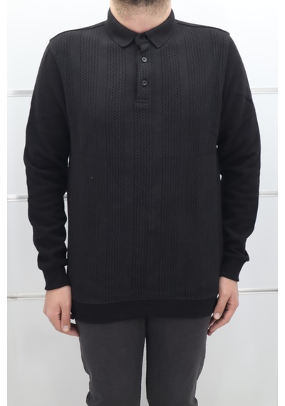 Santa Dmctekstil Erkek Desenli Spor Kesim Normal Kalıp Polo Yaka Selanik Kumaşlı Kışlık Kazak Siyah Santa Dmctekstil Erkek Desenli Spor Kesim Normal Kalıp Polo Yaka Selanik Kumaşlı Kışlık Kazak Siyah