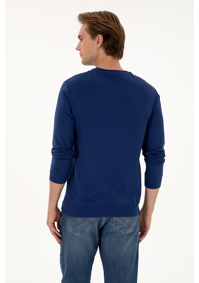 U.S. Polo Assn. Erkek Regular Fit Bisiklet Yaka İndigo İnce Basic Sweatshirt 50313743-VR028