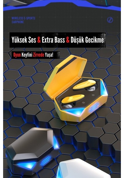 Bluetooth Oyucu Kulaklığı G20 Son Sürüm Düşük Gecikmeli Siyah Gaming Kulaklık