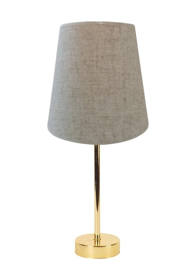 Vizon Kumaş Başlık Gold Düz Metal Ayaklı Modern Abajur 45x25 Cm