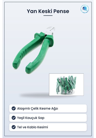 Yan Keski 160 Mm Saplı Yeşil Alaşımlı Çelik Kesme Ağzı Kaymaz Kau