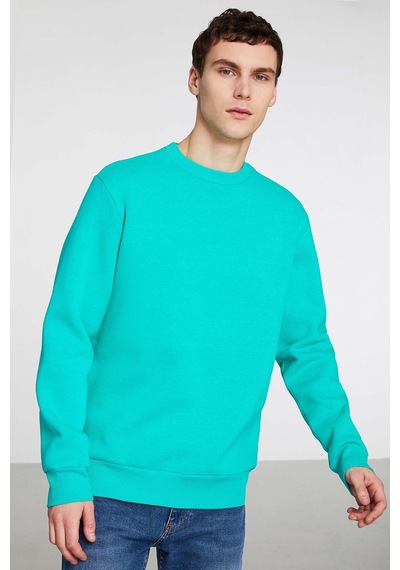 Grimelange Travıs Erkek Yumuşacık Kumaşlı Regular Fit Yuvarlak Yakalı Yeşil Sweatshirt