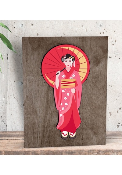 Bk Gift Geisha Tasarımlı Dekoratif Mini Kanvas Tablo 15X20Cm-1 (551116449)