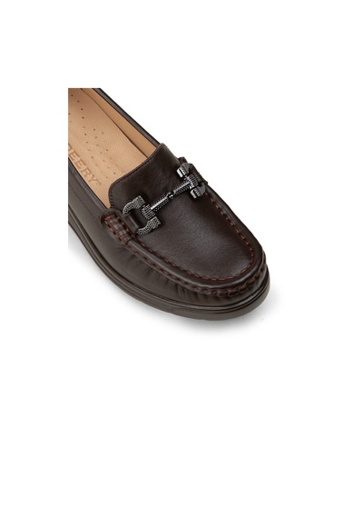 Deery Kadın Hakiki Deri Kahverengi Dolgu Topuk Loafer - N1742zkhvc01