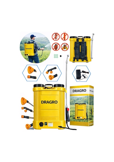 Dragro Drg-16 Lt S Sırt Tipi Akülü Yüksek Basınçlı Püskürtücü, Zirai Ilaçlama, Sulama, Püskürtme Pompası