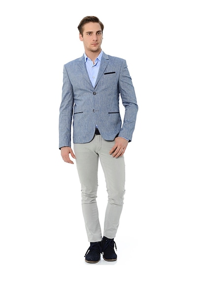 Sposo G-179 İki Düğme  Klasik Kalıp Mavi Erkek Blazer Ceket Mavi