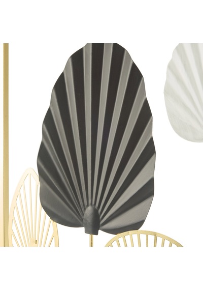 Deco Yelpaze Metal Tablo - Altın / Siyah - 45 Cm