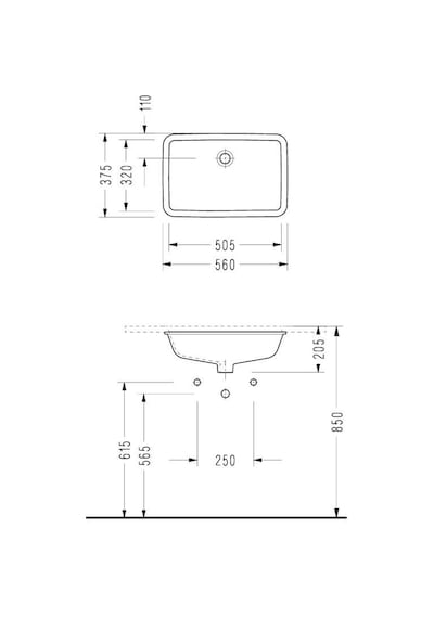 Serel Tezgahaltı Dikdörtgen Lavabo 38x55 Cm - 0561dss110h Diğer
