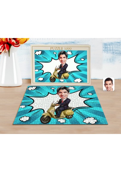 Bk Gift Kişiye Özel Erkek Motorcu Karikatürlü 1000 Parça Profesyonel Puzzle-3