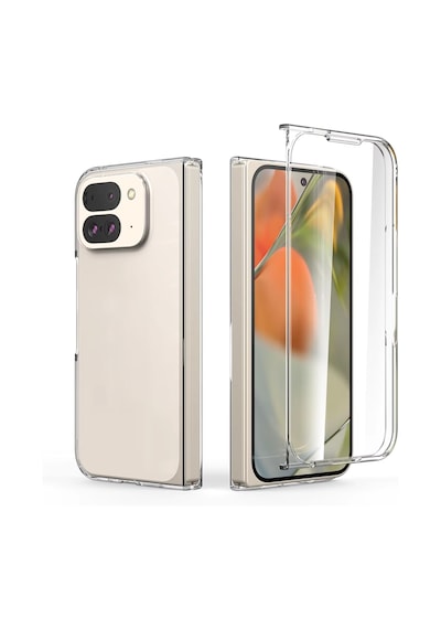 Microcase Google Pixel 10 Pro Fold İle Uyumlu Sert Kristal Kapaklı Kılıf Şeffaf- Al3157 Şeffaf